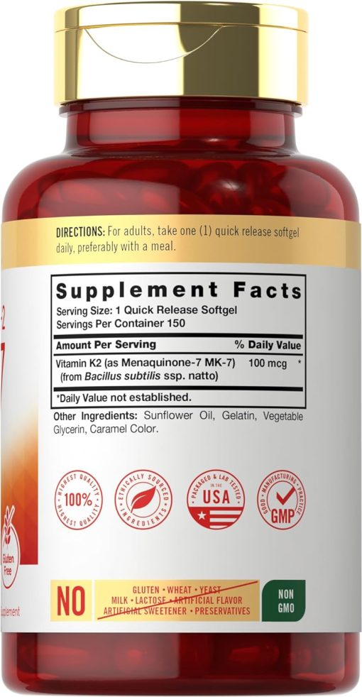 Carlyle Vitamin K2 MK-7 (100 mcg) - 150 softgels