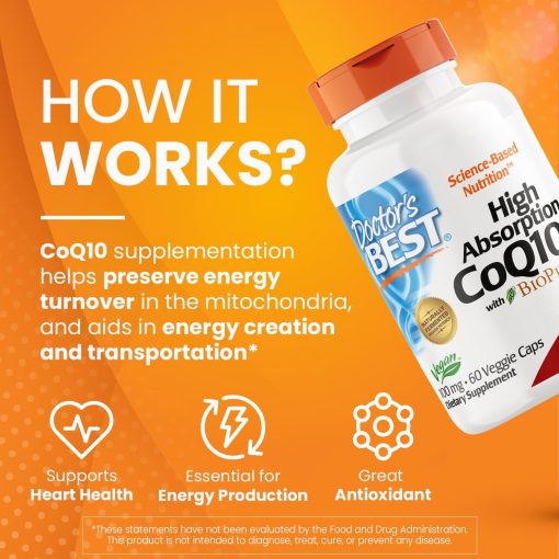 Doctor's Best High Absorption CoQ10 with Bioperine (100 mg) - 60 Softgels
