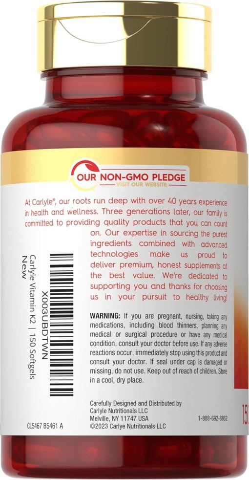 Carlyle Vitamin K2 MK-7 (100 mcg) - 150 softgels