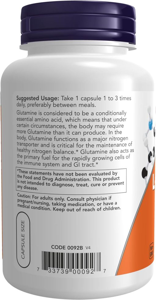 Now L-Glutamine (500 mg) - 120 veg capsules