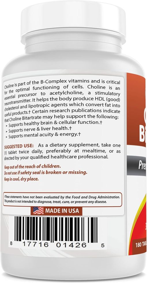 Best Naturals Choline Bitartrate (650 mg) - 180 tablets
