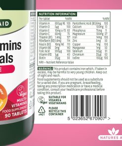 Natures Aid Multi-Vitamins & Minerals - 90 tablets
