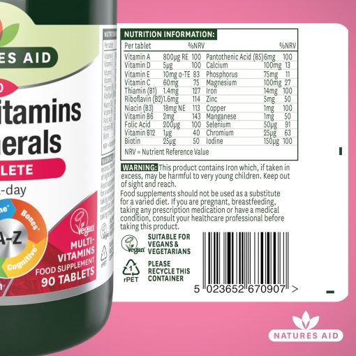 Natures Aid Multi-Vitamins & Minerals - 90 tablets