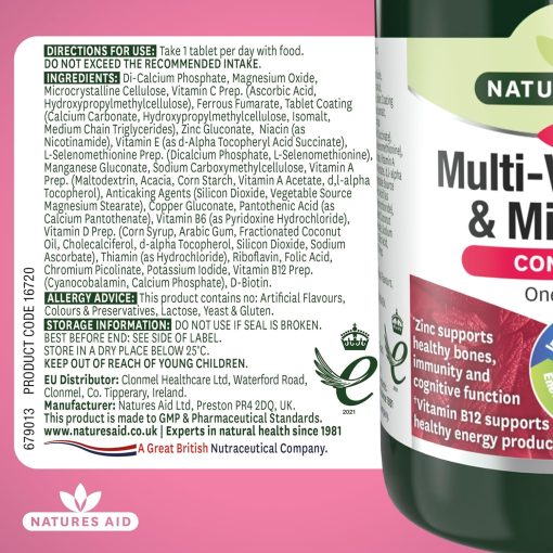 Natures Aid Multi-Vitamins & Minerals - 90 tablets