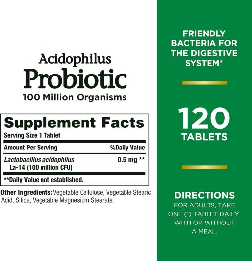 Nature's Bounty Acidophilus Probiotic (100 million) - 120 tablets