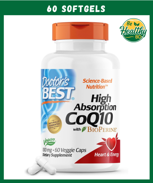 Doctor's Best High Absorption CoQ10 with Bioperine (100 mg) - 60 Softgels