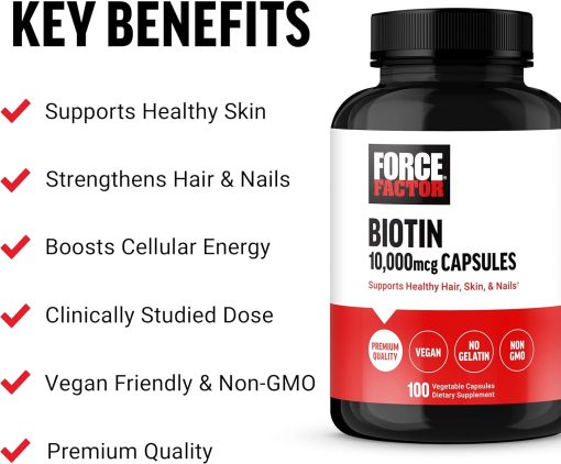 Force Factor Biotin (10,000 mcg) - 100 vegetarian capsules