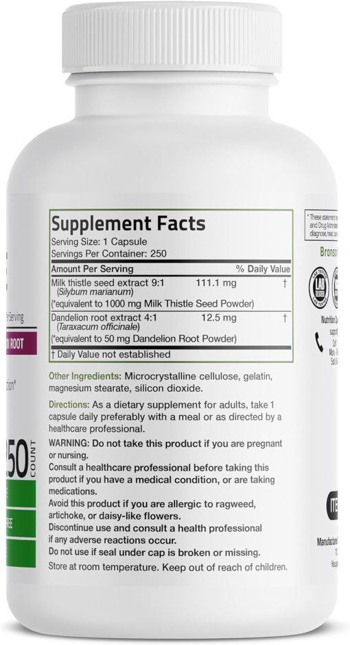 Bronson Milk Thistle (1,000 mg) - 250 Capsules