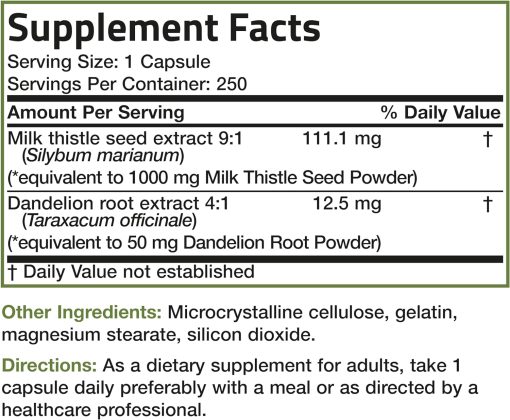 Bronson Milk Thistle (1,000 mg) - 250 Capsules