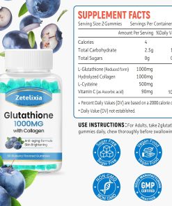 Zetelixia Glutathione (1,000 mg) with Collagen - 60 blueberry gummies