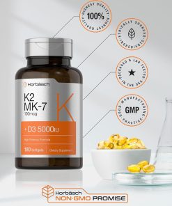 Horbaach Vitamin K2 MK-7 (100 mcg) + D3 (5,000 IU) - 180 softgels