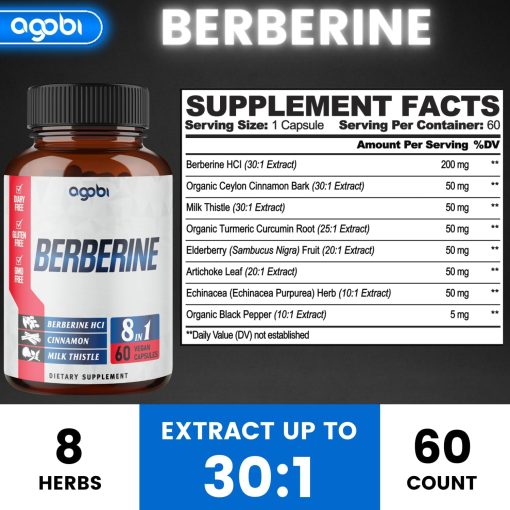 Agobi Berberine (12,800 mg) - 60 vegan capsules