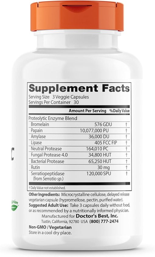 Doctor's Best Proteolytic Enzymez - 90 veggie capsules