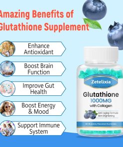 Zetelixia Glutathione (1,000 mg) with Collagen - 60 blueberry gummies