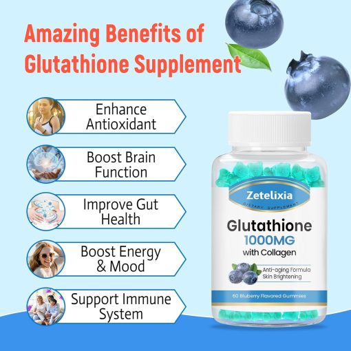 Zetelixia Glutathione (1,000 mg) with Collagen - 60 blueberry gummies