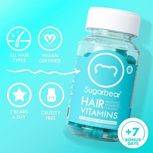 Sugarbear Hair Vitamins Vegan Fruit-Pectin Gummies - 75 gummies