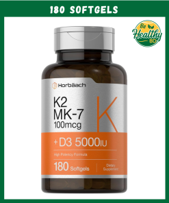 Horbaach Vitamin K2 MK-7 (100 mcg) + D3 (5,000 IU) - 180 softgels