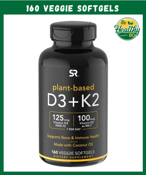 SR Vitamin D3 (5,000 IU) + K2 (100 mcg) - 160 veggie softgels