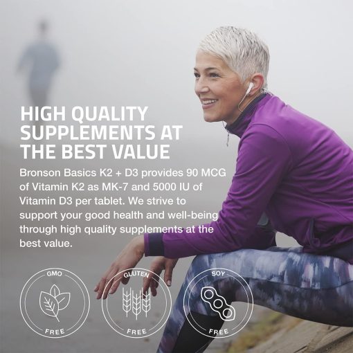 Bronson Vitamin K2 + D3 (5,000 IU - 125 mcg) - 360 capsules
