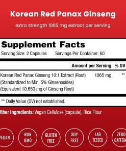 Nutra Champs Korean Panax Ginseng (10,650 mg) - 120 vegan capsules