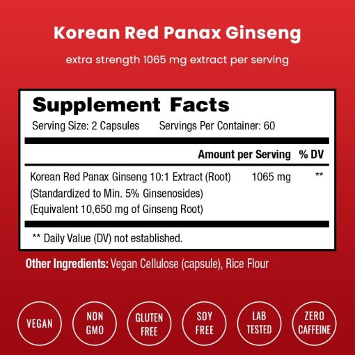 Nutra Champs Korean Panax Ginseng (10,650 mg) - 120 vegan capsules