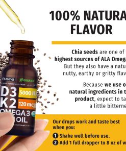 Nusava Organic D3 (5,000 IU) K2 (120 mcg) Omega 3 MCT Oil - 30 ml