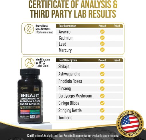 Zoyava Shilajit Ashwagandha Panax Ginseng (15,250 mg) - 60 veggie capsules