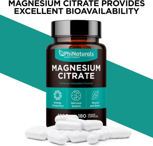 PhiNatural Magnesium Citrate (400 mg) - 180 veggie capsules