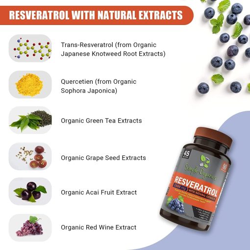 Simple Organics Resveratrol + (1,600 mg) - 90 veggie caps