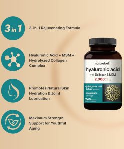Naturebell Hyaluronic Acid (2,000 mg) with Multi-Collagen & MSM - 240 capsules