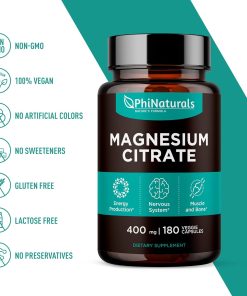 PhiNatural Magnesium Citrate (400 mg) - 180 veggie capsules