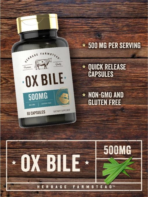 Herbage Farmstead Ox Bile (500 mg) - 60 capsules
