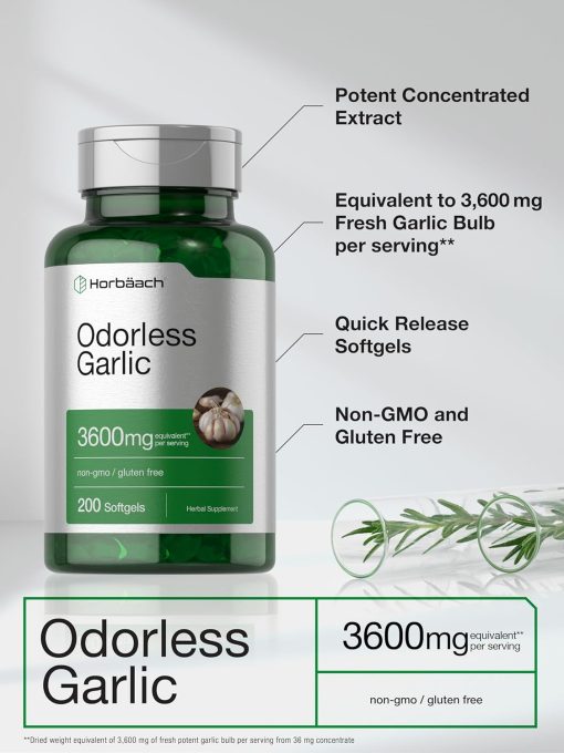 Horbaach Garlic (3,600 mg) Odorless - 200 softgels