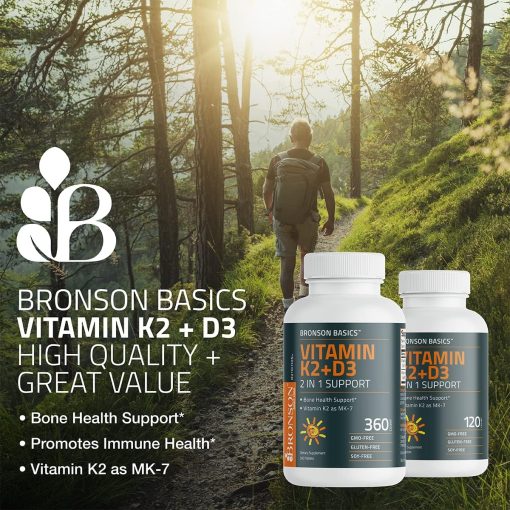 Bronson Vitamin K2 + D3 (5,000 IU - 125 mcg) - 360 capsules