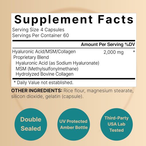 Naturebell Hyaluronic Acid (2,000 mg) with Multi-Collagen & MSM - 240 capsules