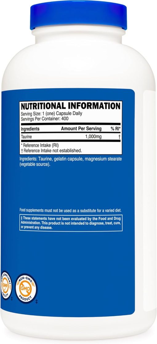 Nutricost Taurine (1,000 mg) - 400 capsules