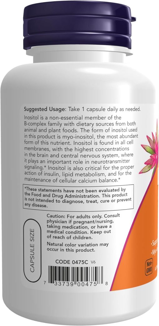 Now Inositol Capsules (500 mg) - 100 veg capsules