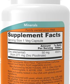 Now Zinc Picolinate (50 mg) - 60 veg capsules