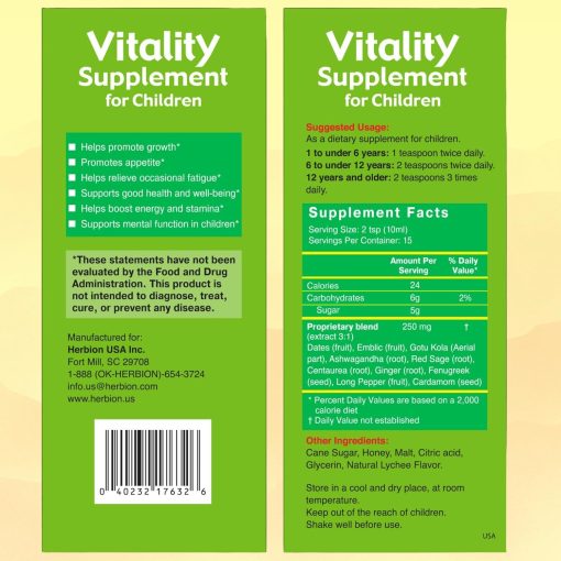 Herbion Naturals Vitality Supplement for Children Liquid - 150 ml