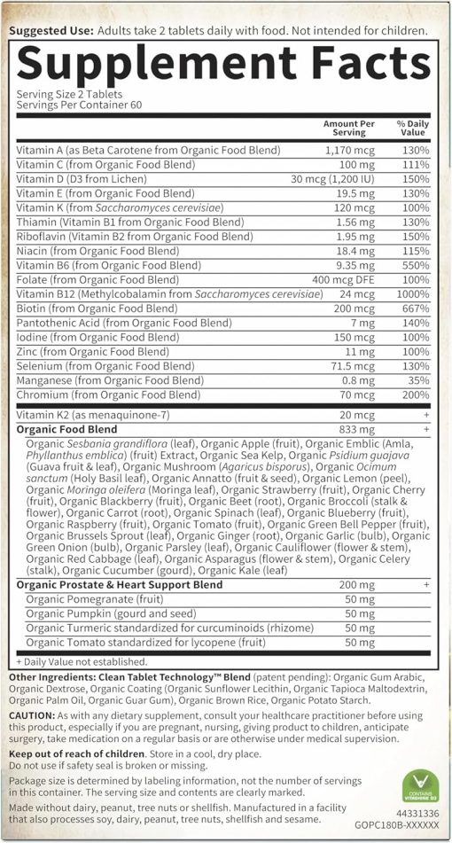 Garden of Life Men's Multi 40+ - 120 vegan tablets