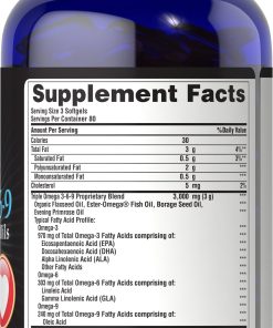 Puritan's Pride Triple Action Omega 3-6-9 Fish, Flax & Borage Oils - 240 softgels