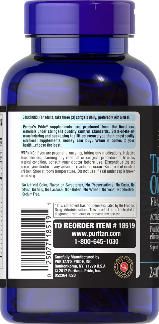 Puritan's Pride Triple Action Omega 3-6-9 Fish, Flax & Borage Oils - 240 softgels