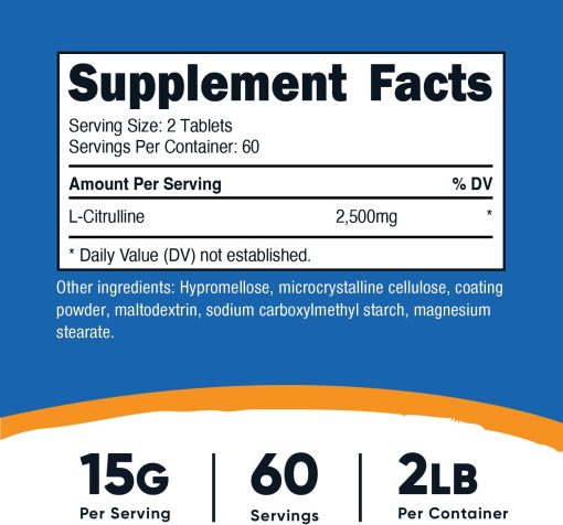 Nutricost L-Citrulline (2,500 mg) - 120 tablets