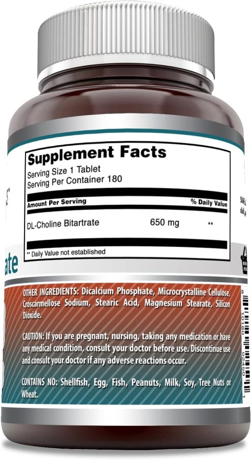 Amazing Formulas Choline Bitartrate (650 mg) - 180 tablets