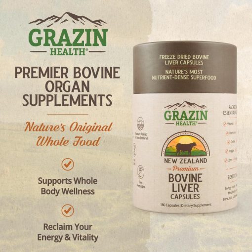 Grazin Health Bovine Liver - 180 capsules