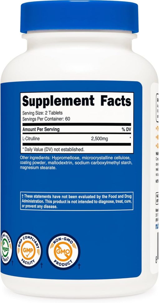 Nutricost L-Citrulline (2,500 mg) - 120 tablets