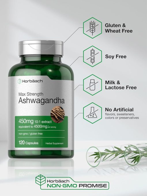 Horbaach Ashwagandha (450 mg) 101 Extract Max Strength - 120 capsules