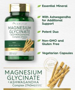 Carlyle Magnesium Glycinate + Ashwagandha Complex (2740 mg) - 120 vegetarian capsules