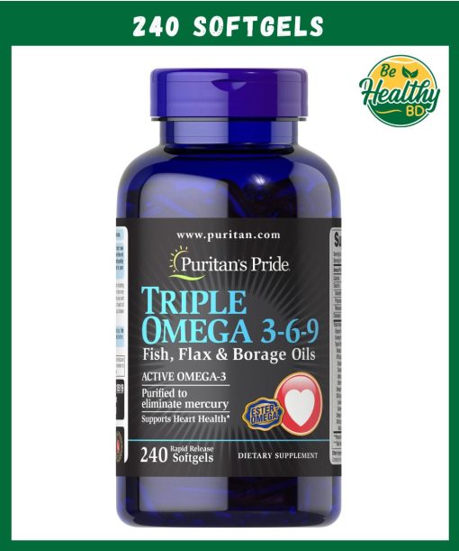 Puritan's Pride Triple Action Omega 3-6-9 Fish, Flax & Borage Oils - 240 softgels