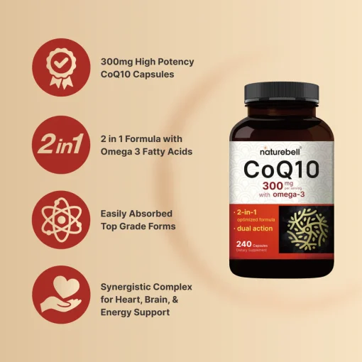 Naturebell CoQ10 (300 mg) with Omega-3 - 240 capsules